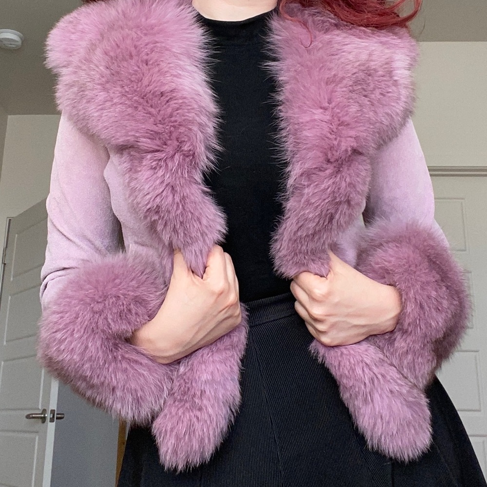 Sheri Bodell purple fur coat